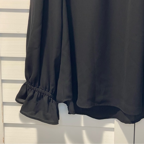 LOFT Black Pleated Long Sleeve Blouse Ruffle Cuffs Women’s XL NWT - Picture 15 of 15